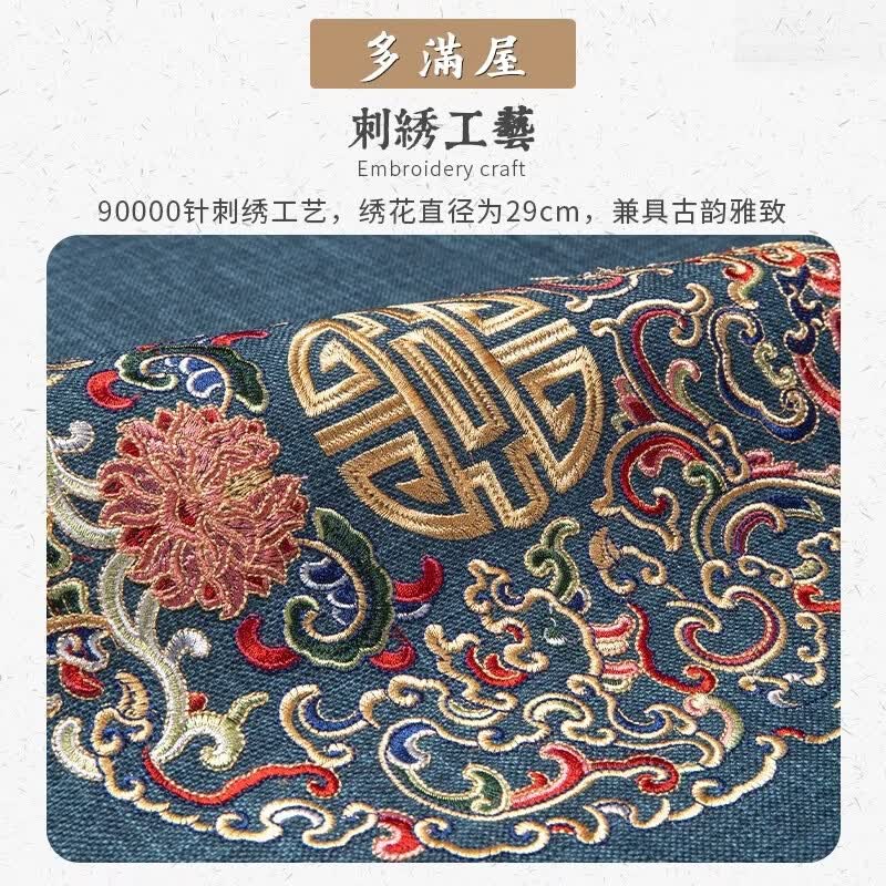多满屋红木沙发垫木沙发坐垫中式四季通用垫子实木沙发防滑乳胶沙发套罩 富贵满堂-蓝色【经典】【多丽丝麻】 45cm*45cm 【枕套】：