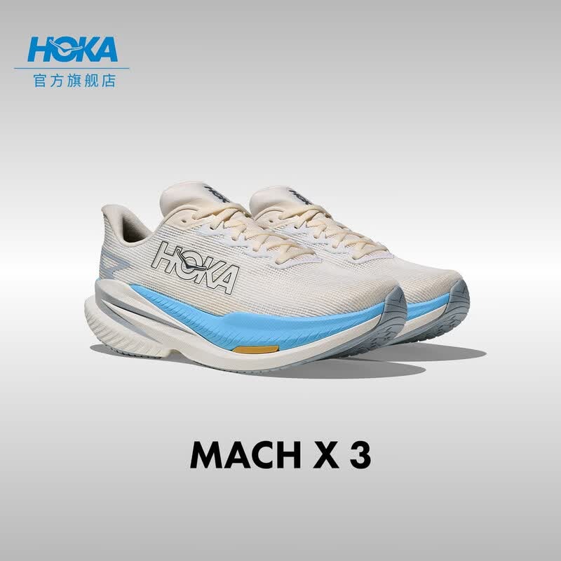 HOKA【直播专属】男女款秋马赫 X 3竞训公路跑步鞋MACH X 3 轻便回弹 雪晶白/冰川蓝 （女款） 39