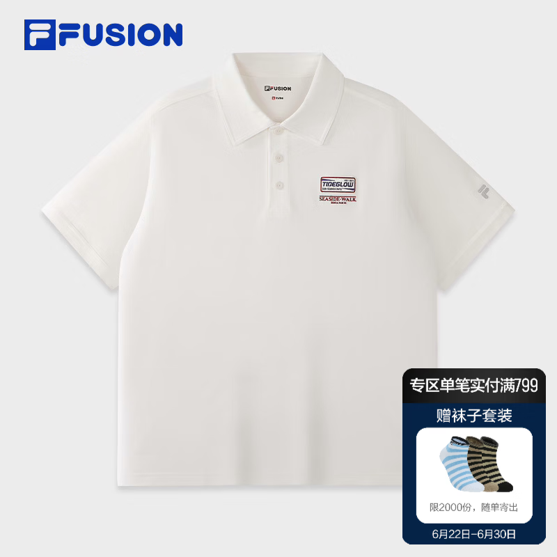 FILA FUSION斐乐潮牌男子针织短袖POLO衫2026秋新款休闲宽松上衣 云白色-WT L 175/96A/L