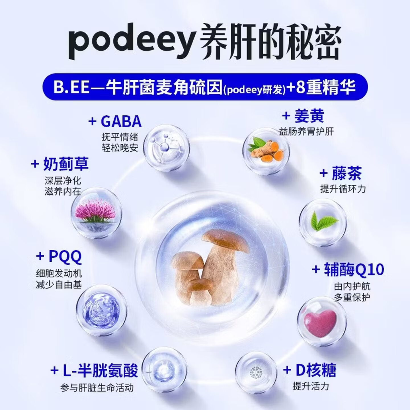 PODEEY水飞蓟 GABA PQQ D - 核糖成人夜间膳食营养补充胶囊 三瓶周期装 60粒*3瓶