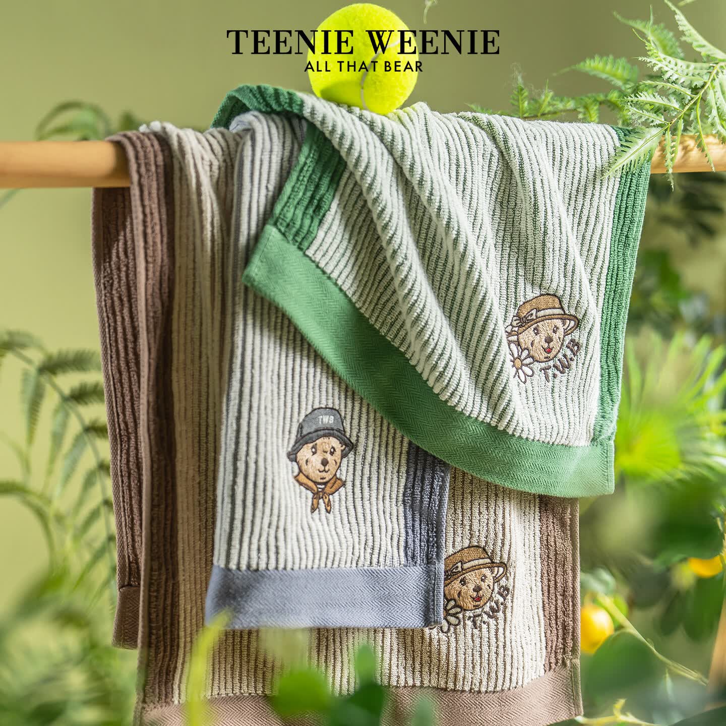 Teenie Weenie小熊纯棉毛巾吸水不掉毛7A抗菌儿童洗澡家用洗脸巾女 34x75cm灰色【毛巾一条装】克重105g