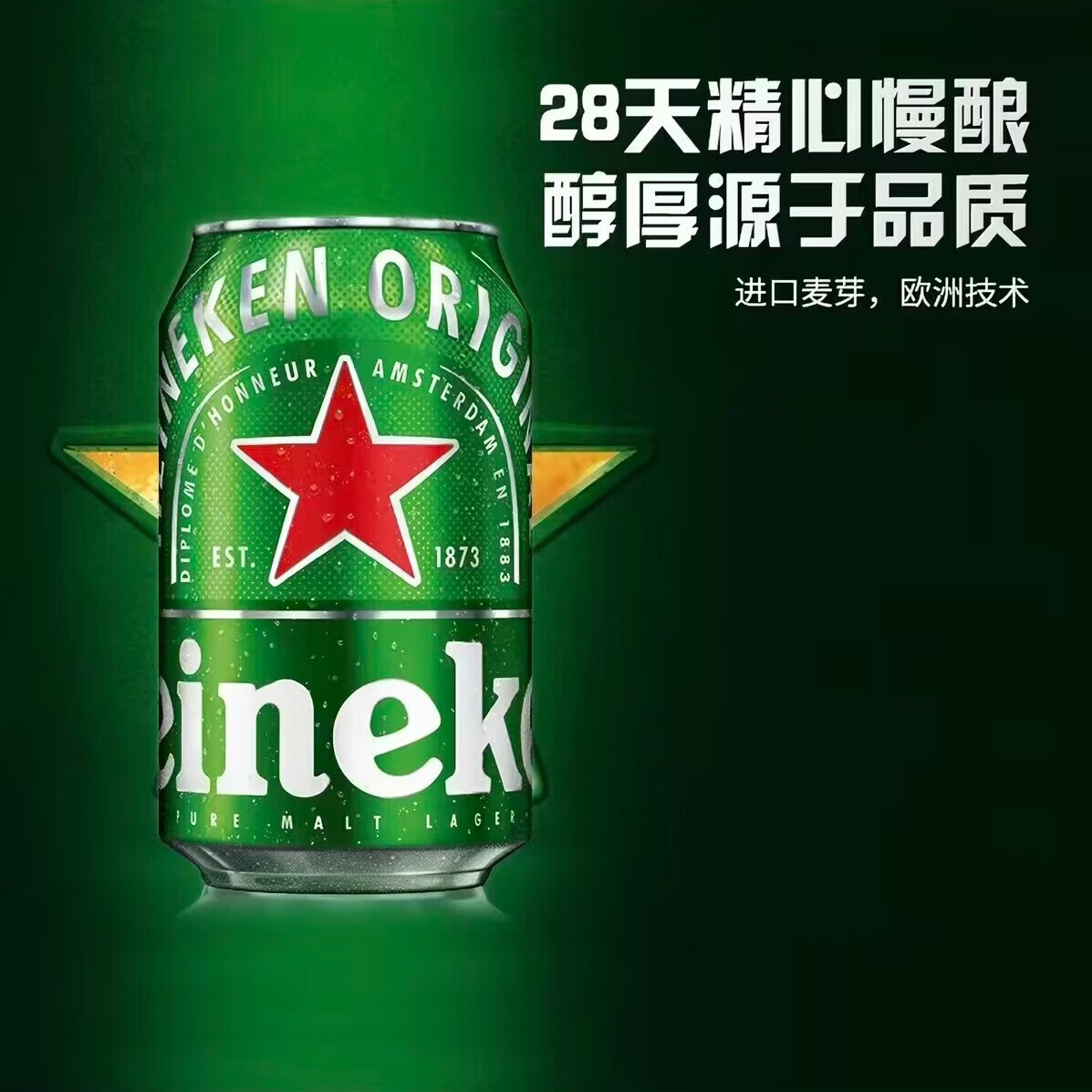 喜力经典330ml听装罐装 聚会酒水全麦酿造拉格啤酒整箱装 330mL 24罐 整箱装