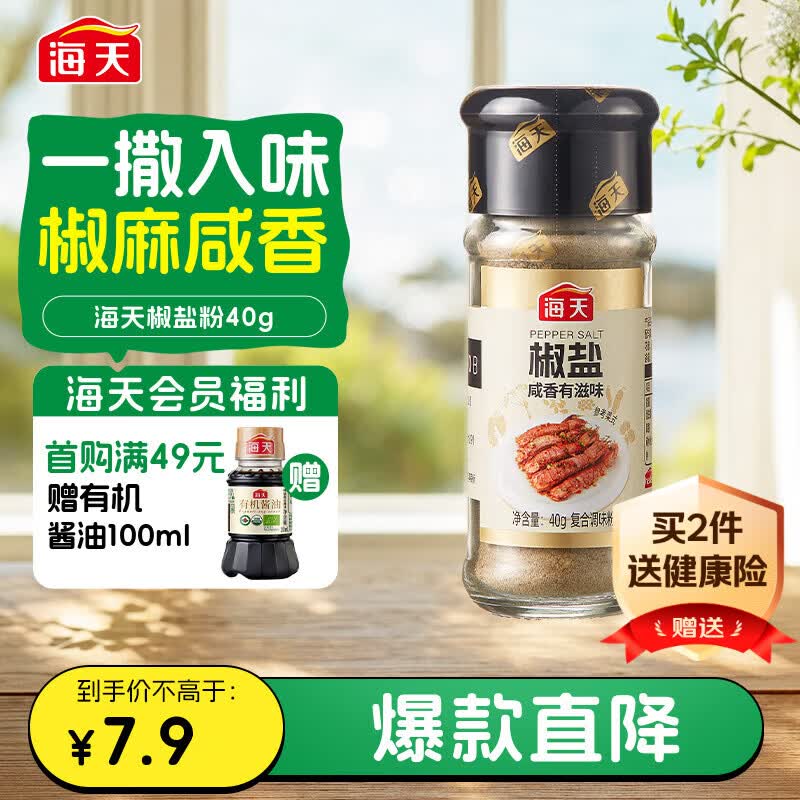 海天 椒盐粉 40g 烧烤煎炸 基围虾皮皮虾烧烤撒料蘸料