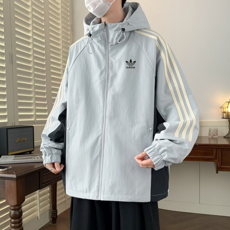 Y-3三叶草2026新款春秋三条杠防风夹克外套双面穿针织百搭宽松大码 藏青色 L 建议体重110~130斤