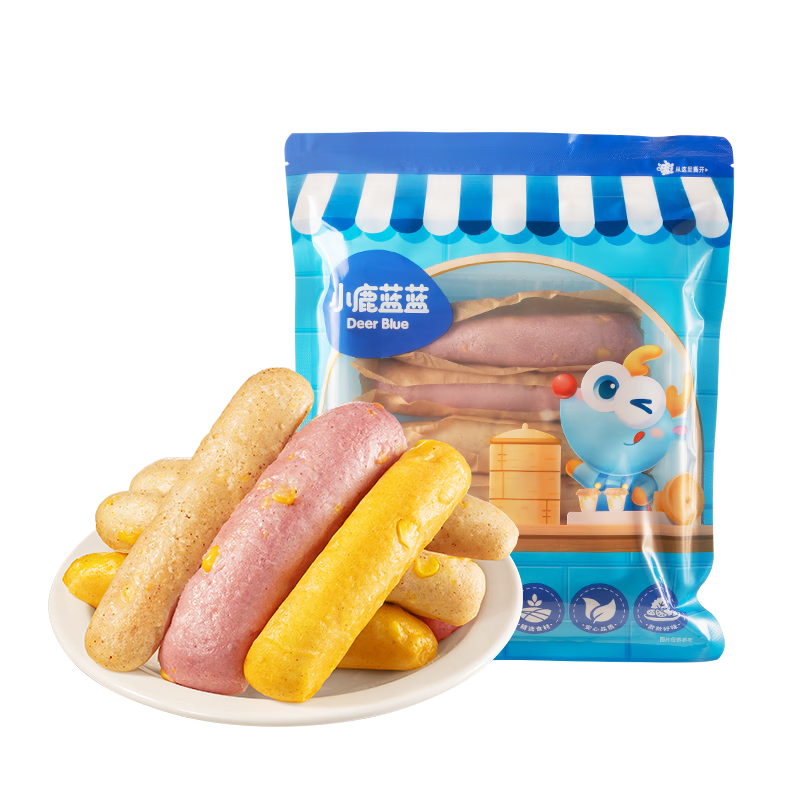 小鹿蓝蓝儿童早餐速食面点三色牛乳玉米棒棒糕210g