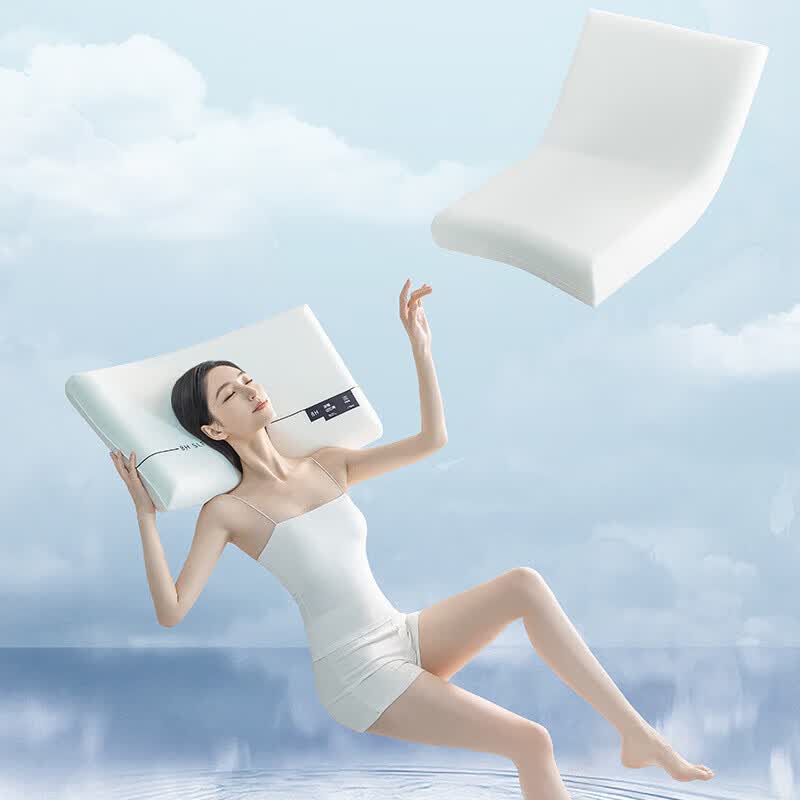 亚朵星球深睡枕Pro3.0护颈椎助睡眠双芯枕头侧睡慢回弹记忆棉枕芯枕头套 深睡枕pro3.0双芯枕蓝白 单只 10cm