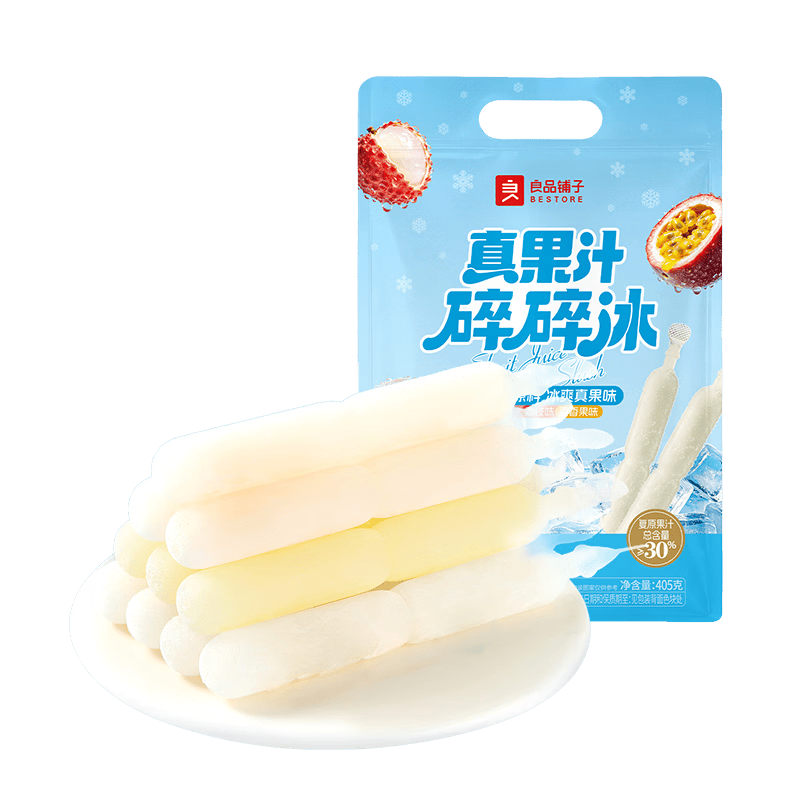 良品铺子碎碎冰棒棒冰混合果味儿童雪糕吸吸冰夏季冷饮解暑冰棒果冻零食 【到手18根】真果汁碎碎冰405g*2袋 凉爽整个夏天