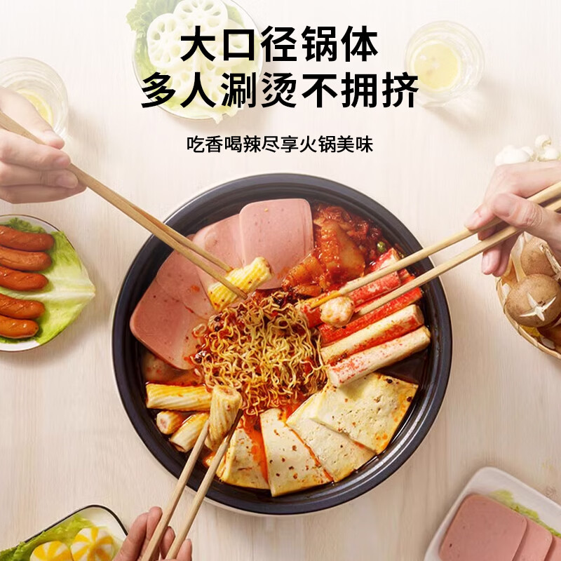 华生(Wahson)电火锅分体式可拆洗家用大容量火锅专用锅电煮锅电炒锅多功能不粘锅宿舍小电锅不锈钢电热锅 4L 【DRG-13-A10L红色-煮涮煎炒】