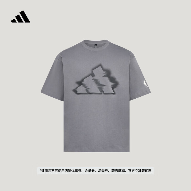 adidas FOS系列廓形舒适纯棉落肩休闲短袖T恤男阿迪达斯轻运动   灰色   L