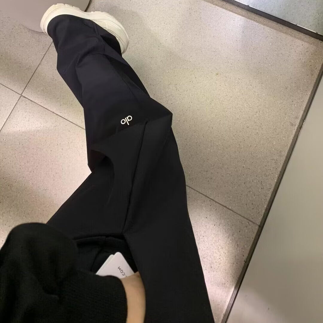 ALO YOGA美版原标爆款阔退裤女宽松瑜伽裤运动长裤薄荷设计提升舒适感 浅石灰 XL 建议125-14斤