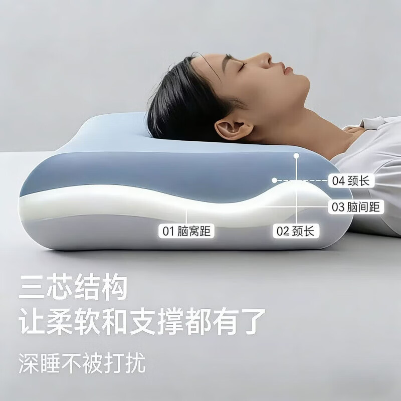 亚朵星球深睡枕Pro3.0枕头记忆枕枕芯护颈枕颈椎枕侧睡枕肩颈放松节日送礼 深睡枕 Pro3.0 + 浅蓝枕套 12cm 【高】42*70