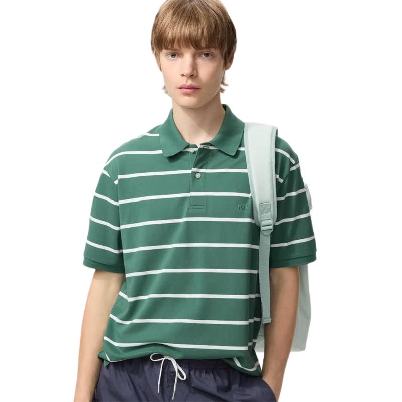 优衣库快干POLO衫/短袖/条纹男装女装合作款/T恤485565 55 青绿色 L