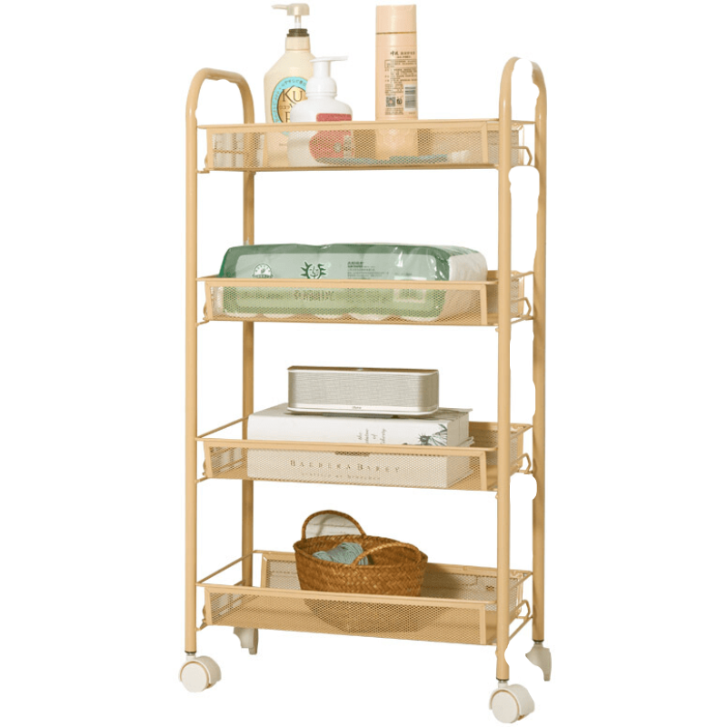 春韶厨房置物架落地多层浴室卫生间储物架理发店美容小推车收纳整理夹缝架 四层白色 标配