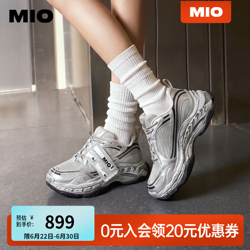 MIO米奥2026春季新款厚底增高6cm擦色时尚休闲鞋男女鞋情侣鞋女鞋 灰色 36 (230mm)