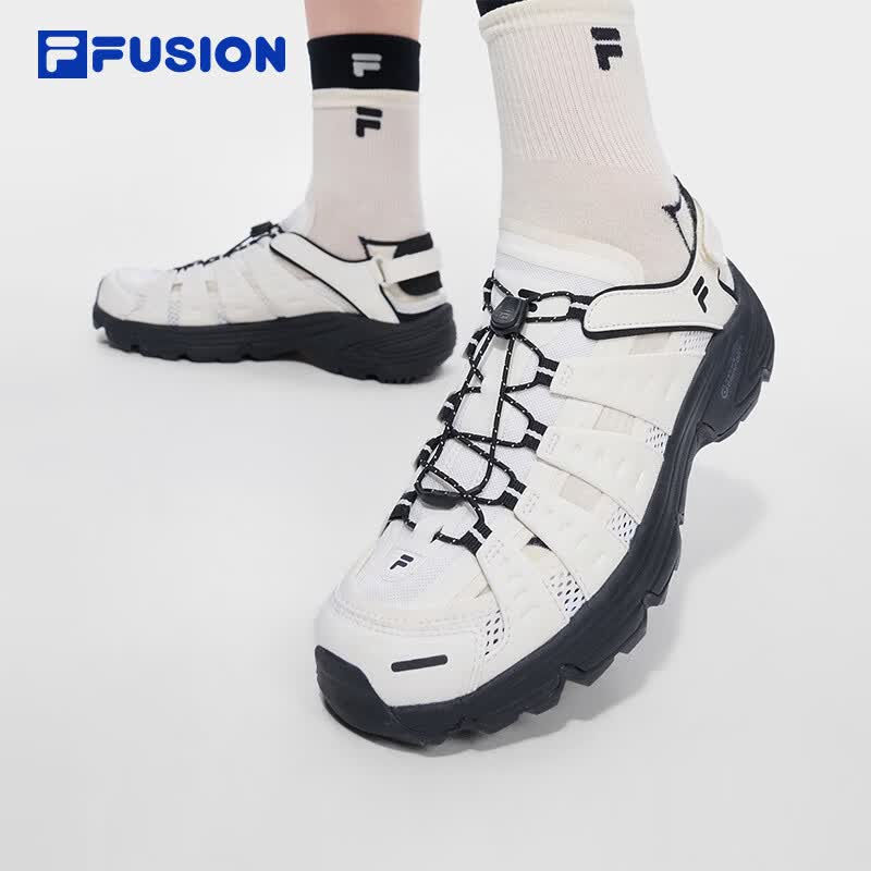 FILA FUSION斐乐潮牌田曦薇同款女鞋运动凉鞋2026夏季新款凉拖鞋 雪白/黑-CB 37.5