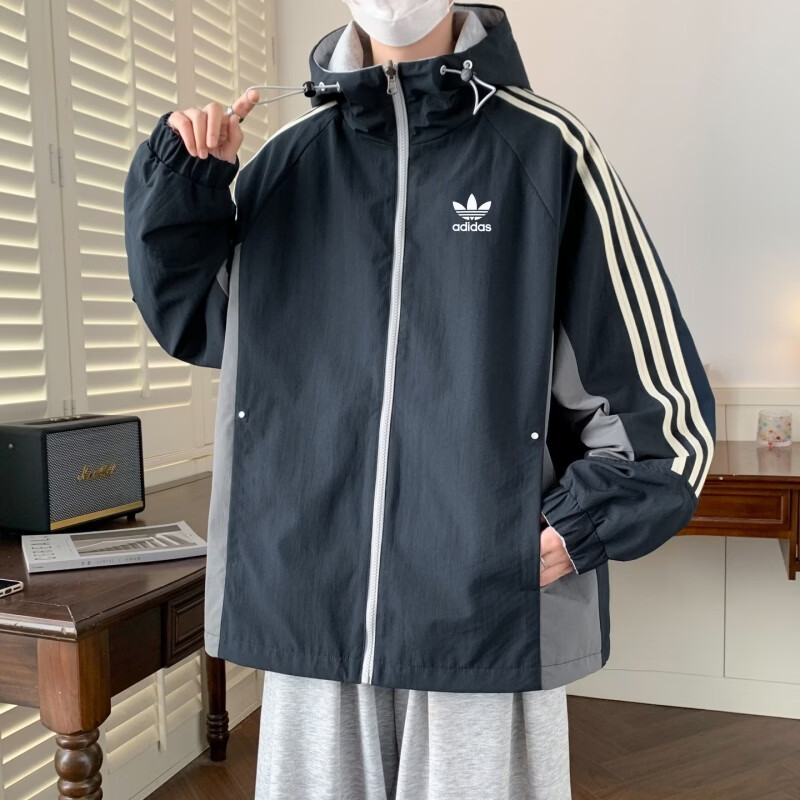 Y-3三叶草2026新款春秋三条杠防风夹克外套双面穿针织百搭宽松大码 藏青色 L 建议体重110~130斤 京东折扣/优惠券