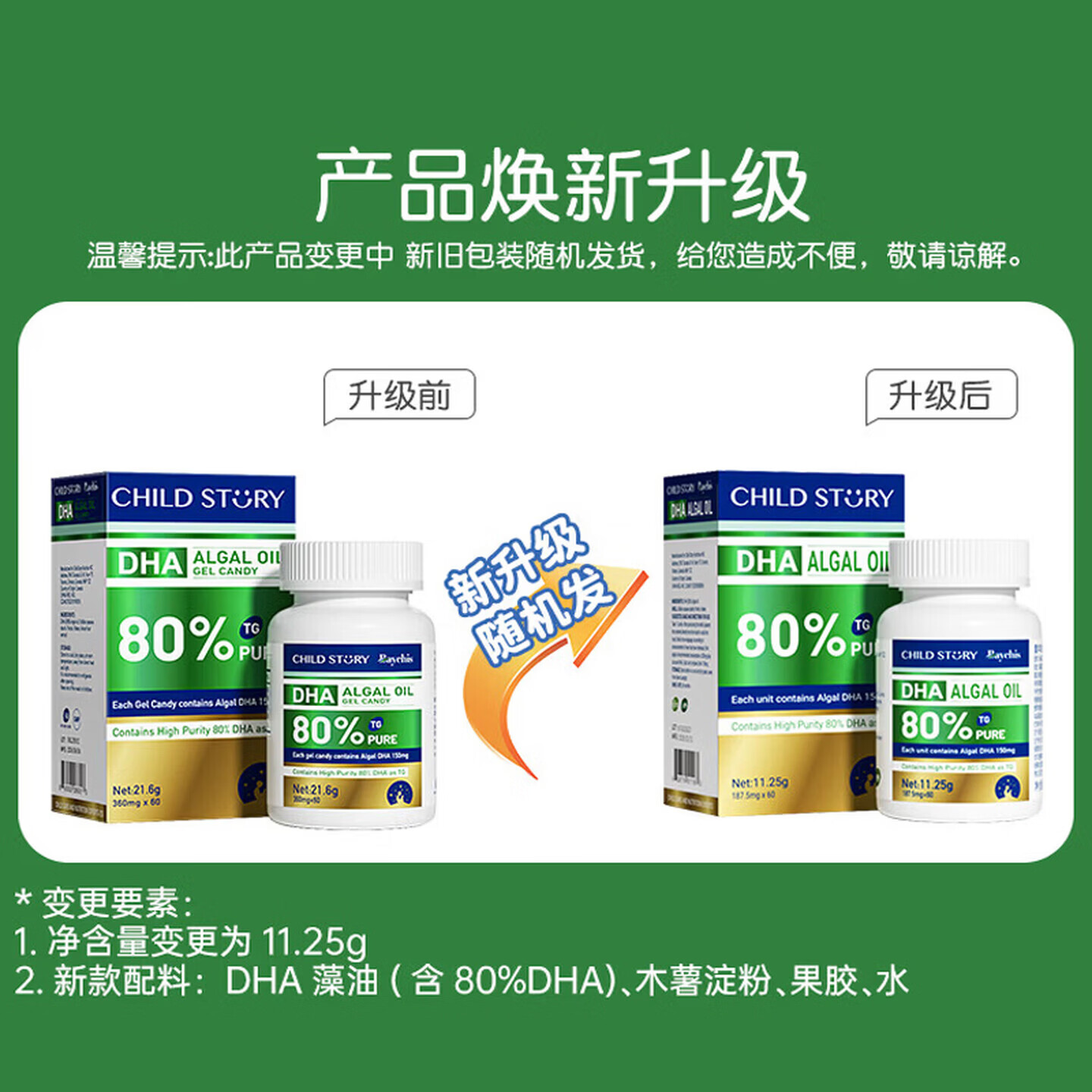 童年故事【老爸抽检】倍启智DHA藻油 80%高纯度dha藻油植物胶囊60粒 倍启智DHA藻油 80%高纯度 60粒*1瓶