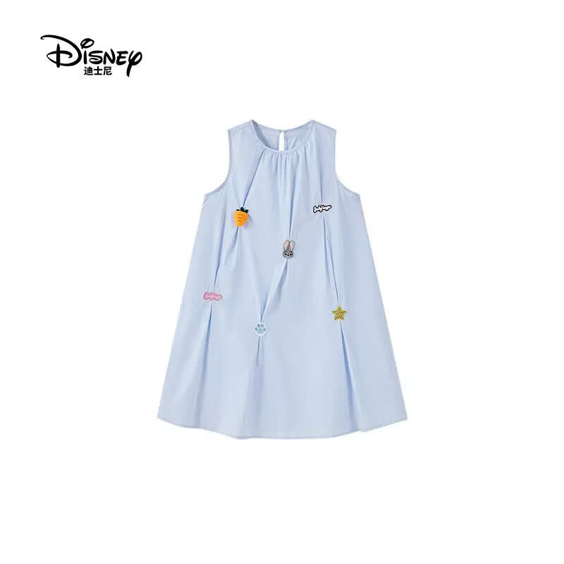 迪士尼(Disney)童装女童连衣裙2026夏季新款儿童公主裙女孩短袖裙中大 蓝色(ZYA2SQ112) 150 【建议身高145-155cm,体重70-85斤】
