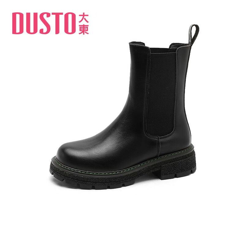 大东舒适切尔西靴女2022秋冬新款简约风中跟粗跟靴子圆头女鞋1739 黑色（加绒） 37属于什么档次？