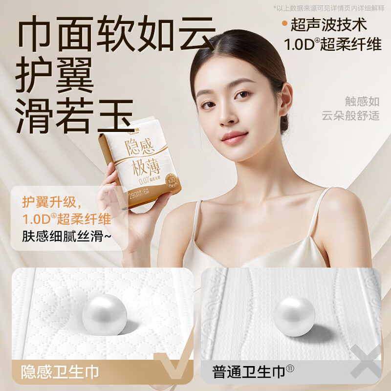 凸凸棉隐感日用夜用卫生巾组合装量大上班上学久坐干爽姨妈巾开学季 【日夜组合】3包20片