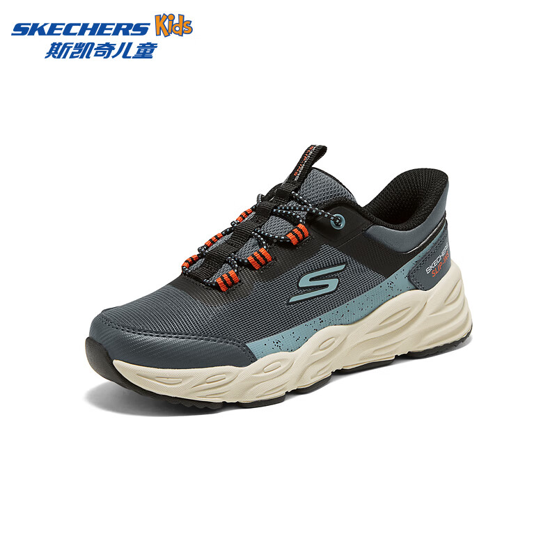 Skechers斯凯奇男孩男童运动鞋百搭舒适跑步鞋405386L 男童/木炭色/黑色 /CCBK 34