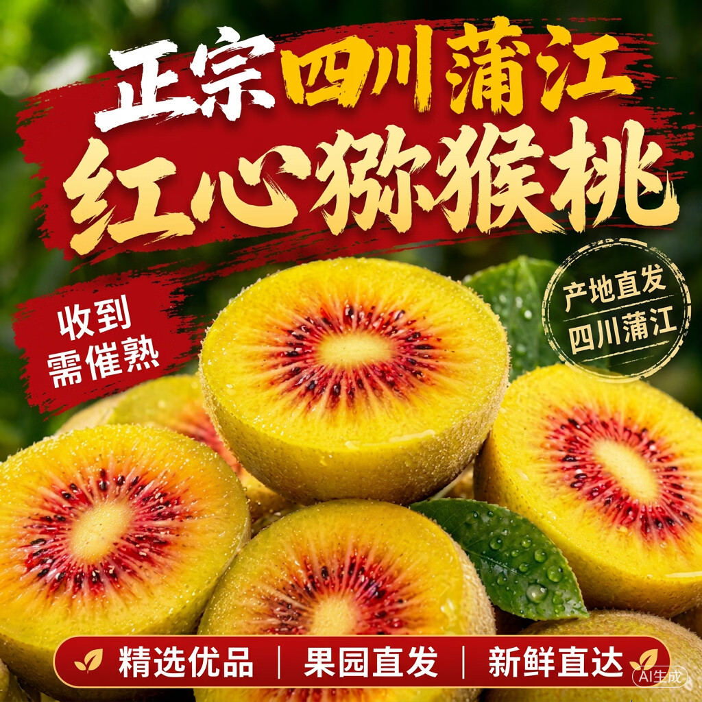 京世泽 蒲江红心猕猴桃甜四川奇异果应季时令新鲜当季孕妇水果 宝宝小果24枚(单果50-70g)