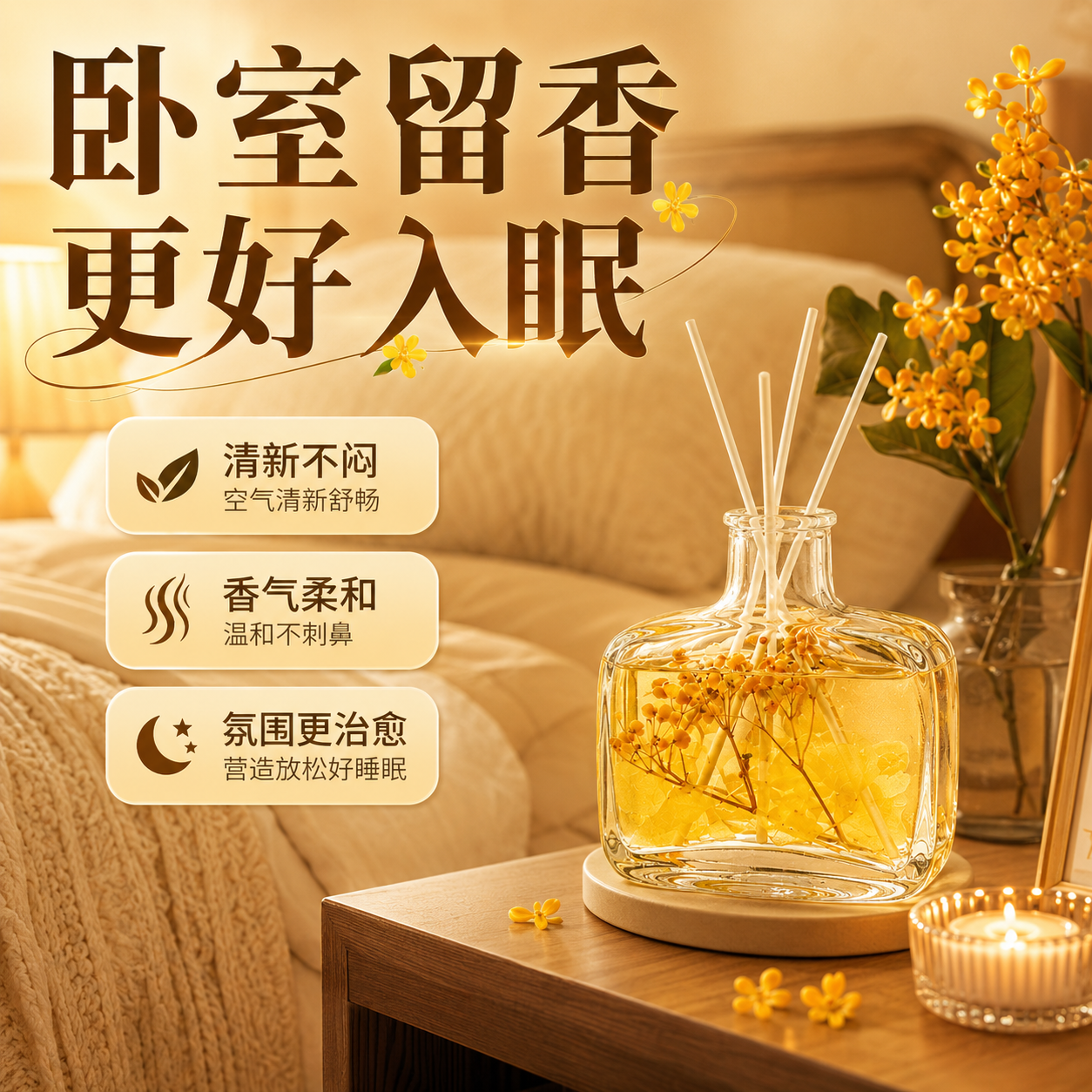 JCZS空气清新剂卧室持久留香桂花香薰家用内氛厕所熏香卫生间 【承诺不香不满意包退】 桂花【3瓶装300ml】