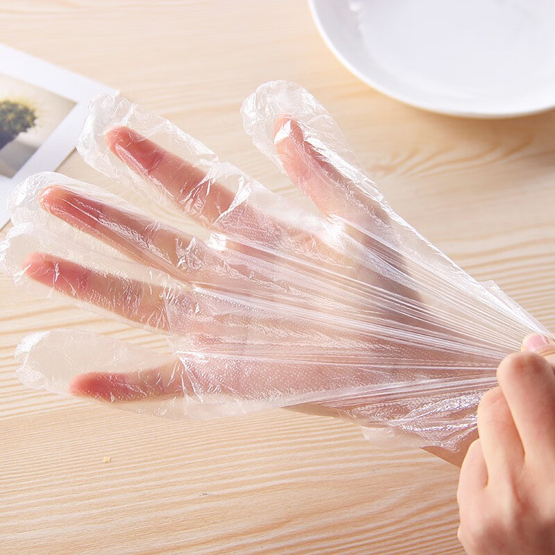 一次性手套 食品餐饮美发薄膜透明PE塑料手套 300只