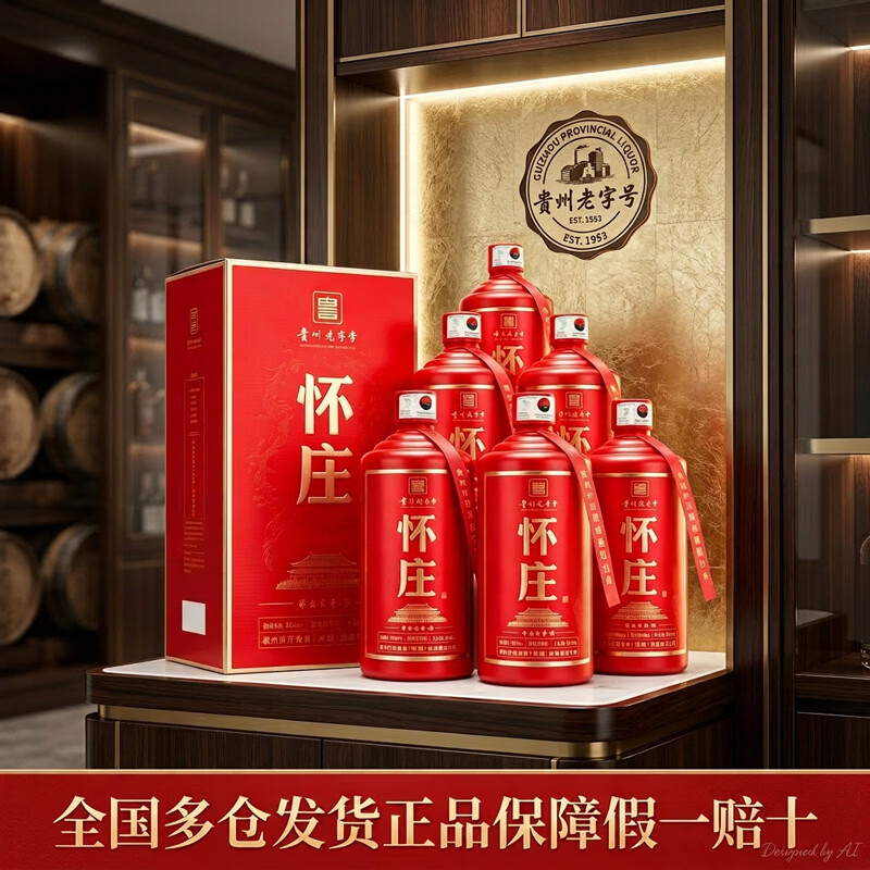 怀庄1983 酱香型白酒 怀庄酒纯粮食酒 白酒 喜酒宴请 礼盒 中秋送礼 自饮 53度 450mL 1瓶 珍品壹号红 试饮