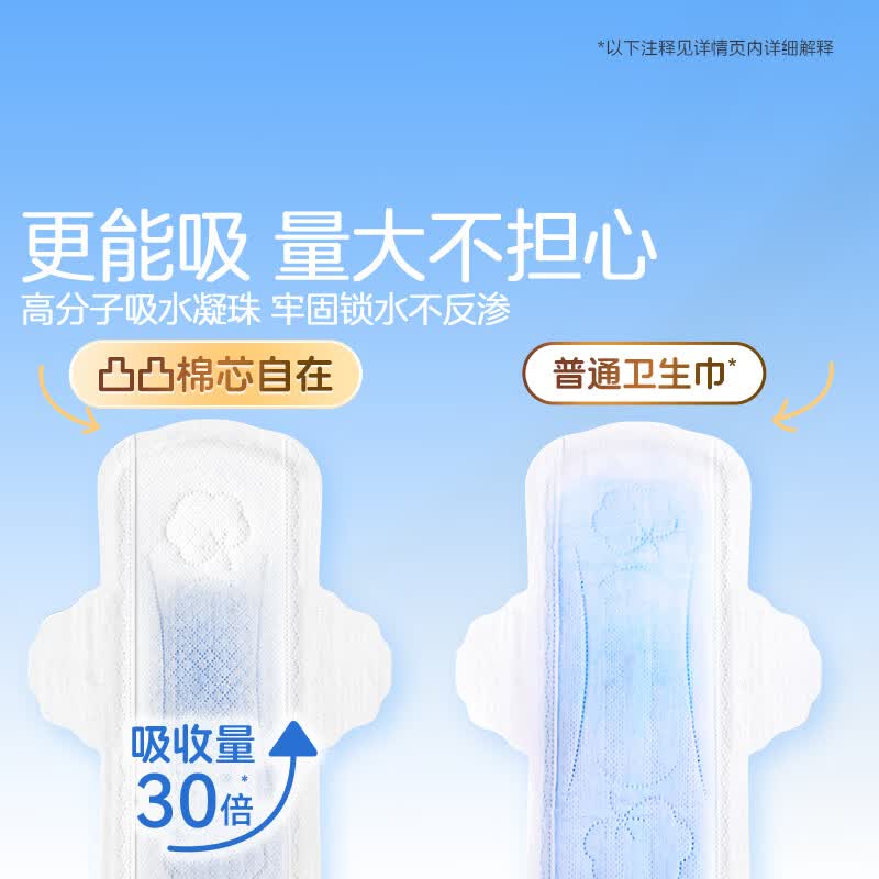 凸凸棉芯自在卫生巾套装日夜用棉柔干爽透气姨妈巾【品牌直供安心品质】 日夜7包82片