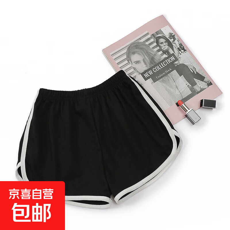 休闲短裤女夏季打底裤百搭跑步裤宽松三分裤外穿运动休速干裤工厂 J01简约裤-黑色  3XL