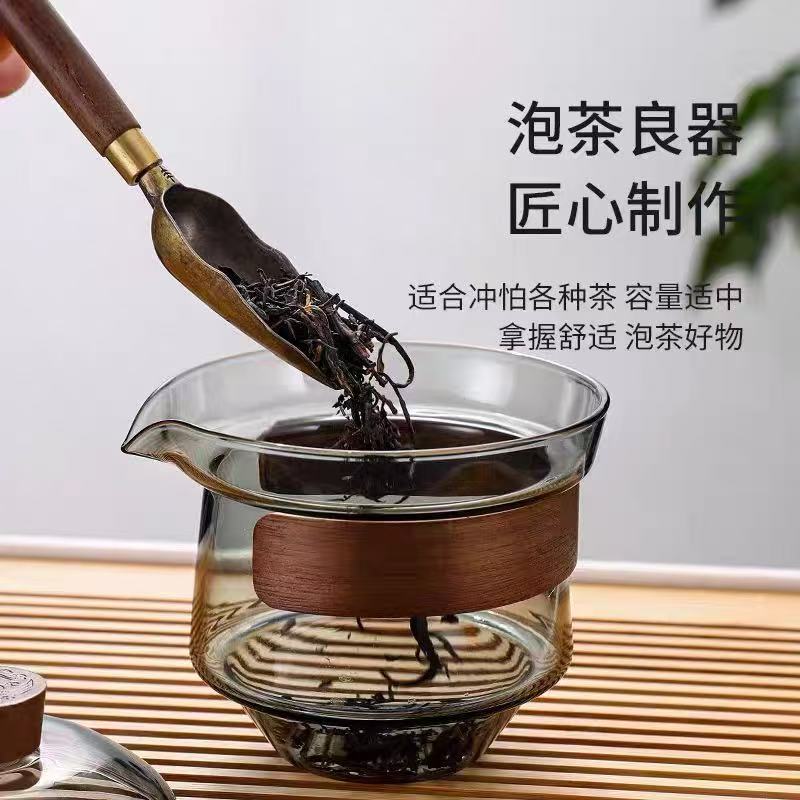 臻晶智【精选直发】耐热加厚高硼硅玻璃盖碗泡茶茶杯防烫手抓盖碗功夫茶 透明色盖碗
