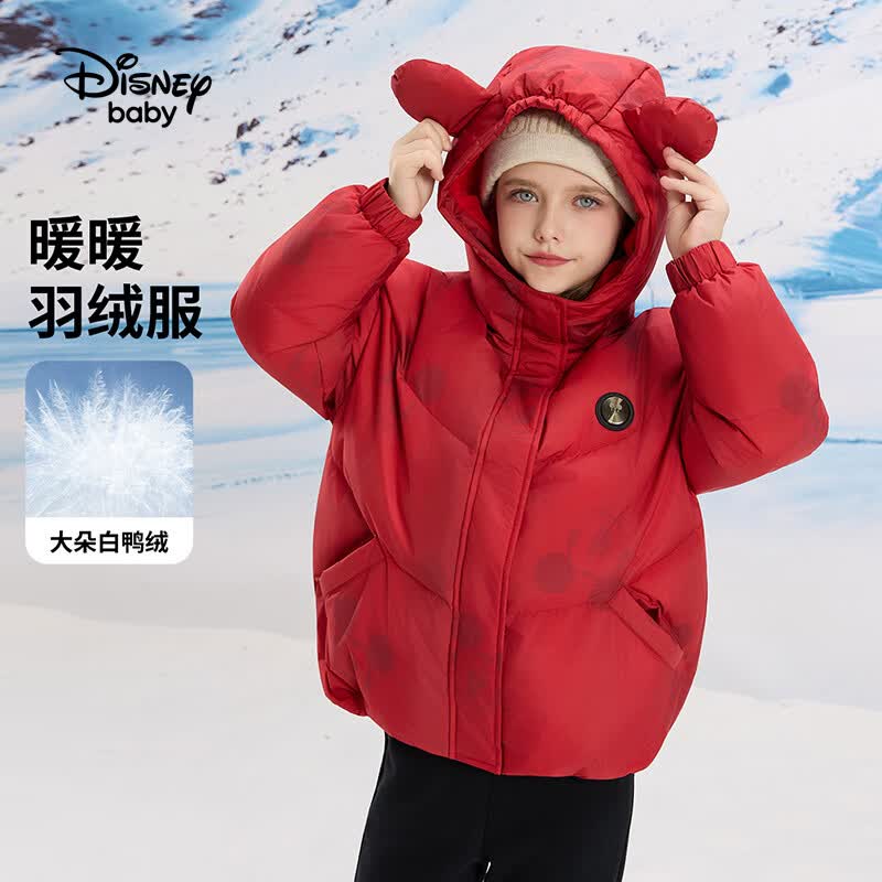迪士尼（Disney）童装男女童羽绒服2026新冬米奇石墨烯拜年服白鸭绒高充绒外套厚 正红米奇 110 高105-115cm重30-40斤 京东折扣/优惠券