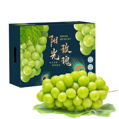 京觅四川阳光玫瑰葡萄 新鲜水果 香印青提 源头直发4.5斤单果8g-12g+