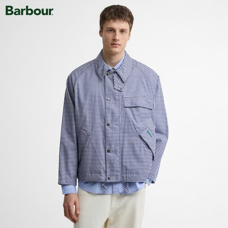 Barbour  Paul Smith Loves  联名Transport 男士无蜡夹克 藏青 X 白色格纹 M