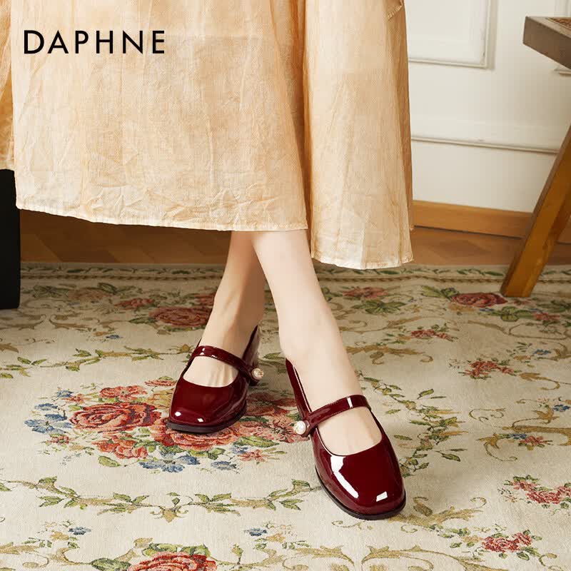 DAPHNE达芙妮粗跟法式单鞋女2026新款复古玛丽珍女鞋通勤百搭气质高跟鞋JL 红色 39