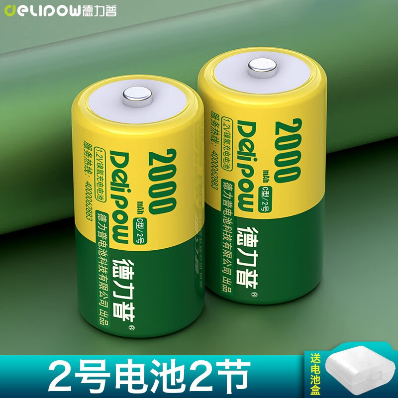 德力普(delipow) 充电电池2号电池/c型二号电池充电套装 适用手电筒