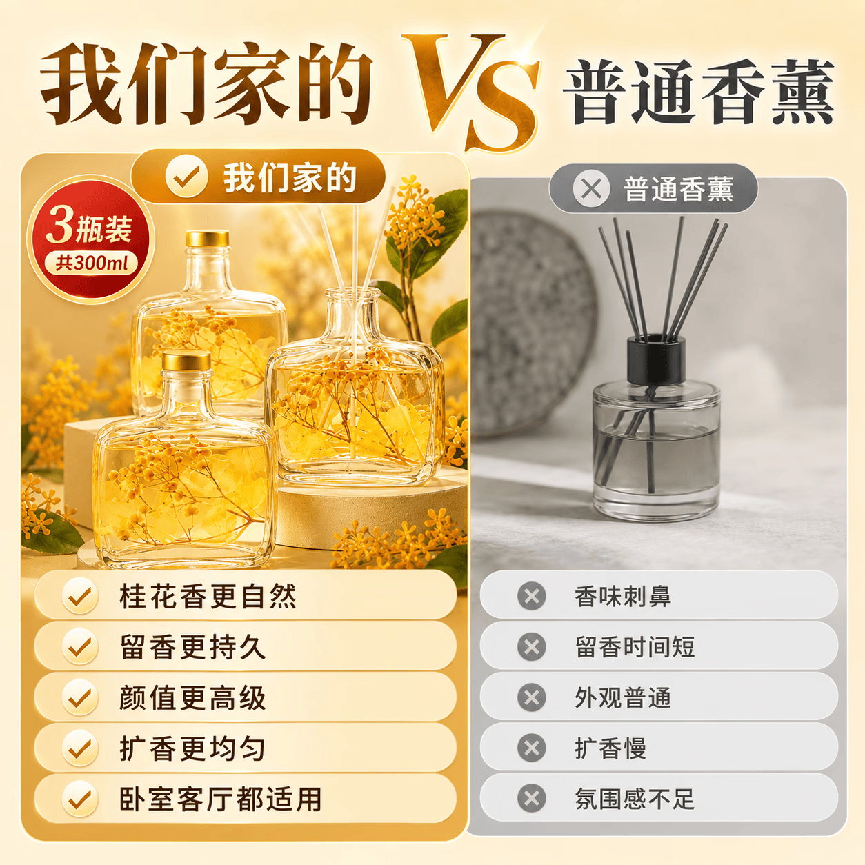JCZS空气清新剂卧室持久留香桂花香薰家用内氛厕所熏香卫生间 【承诺不香不满意包退】 桂花【3瓶装300ml】
