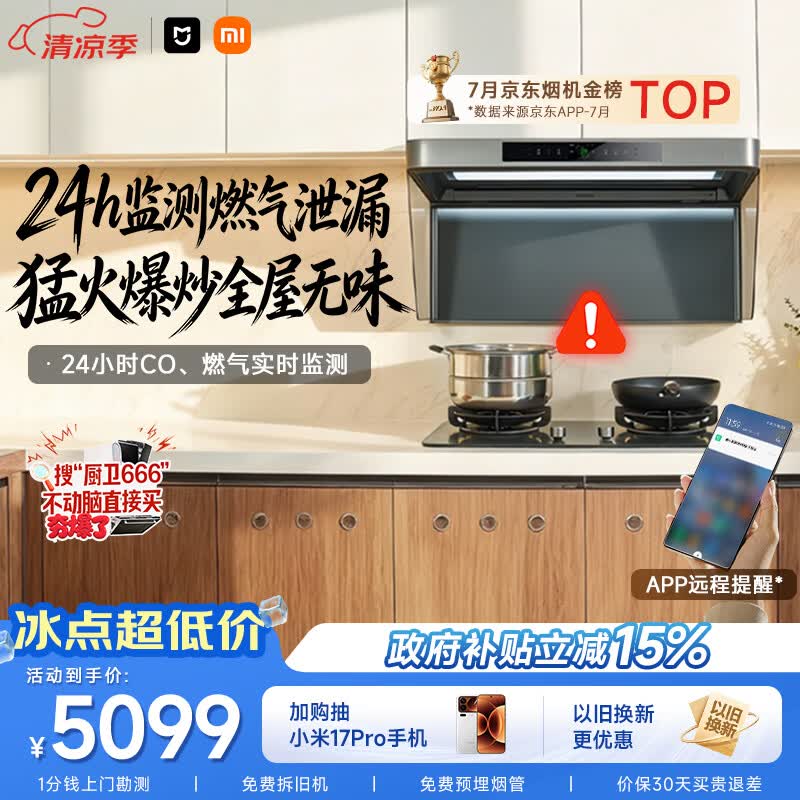 米家小米抽吸油烟机净烟机P2以旧换新上门安装家用大吸力 一级能效【定时燃气灶套装】免拆洗MJ06CY