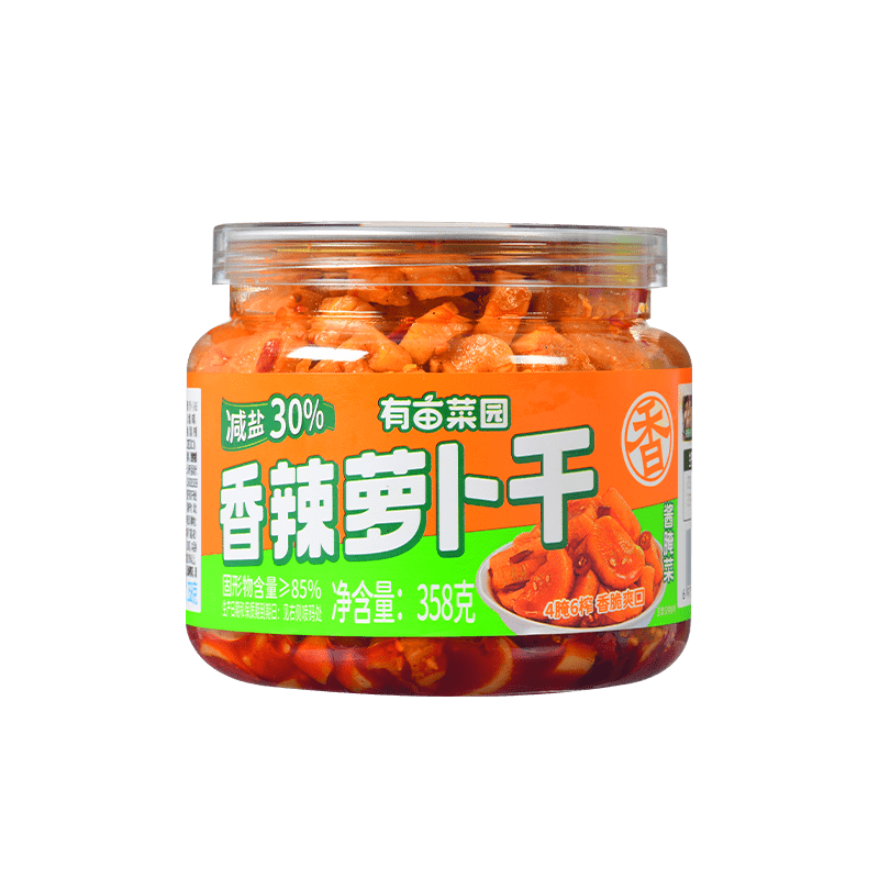 有亩菜园香辣萝卜干可口下饭菜酸豆角罐装酱菜麻辣黄瓜大罐装咸菜 香辣萝卜干358g*1罐