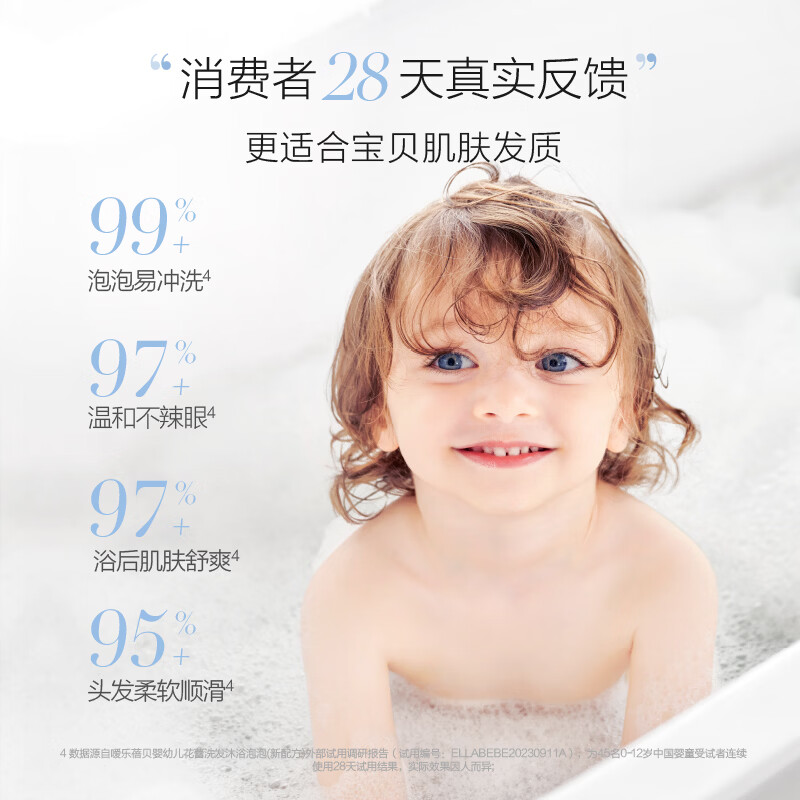 嗳乐蓓贝Ellabebe婴幼儿洗发沐浴泡泡儿童氨基酸沐浴露洗发水洗沐二合一 【店内热销】洗发沐浴泡泡300ml