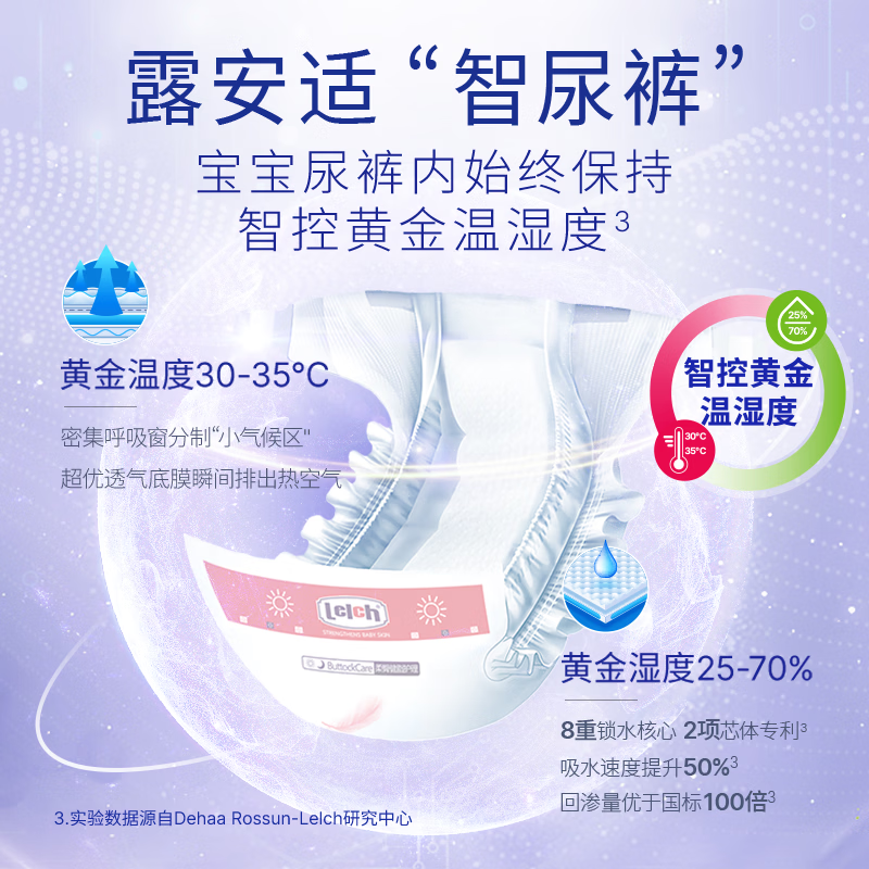 露安适(Lelch)柔护羽柔箱装日夜柔软适动纸尿裤干爽透气尿不湿 日用纸尿裤M80片