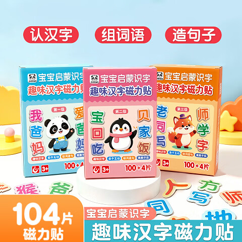 【趣味汉字】儿童早教汉字磁力冰箱贴幼儿早教启蒙拼字识字训练卡 汉字磁力贴312片【1级+2级+3级】
