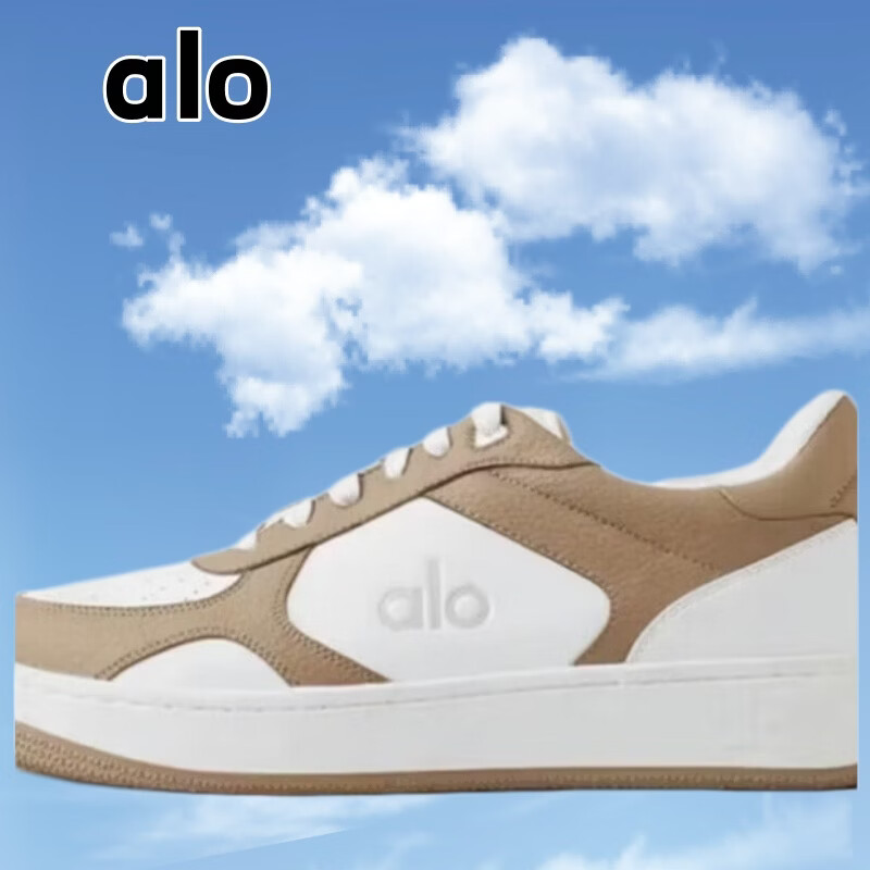 ALO【Jisoo同款】拼色舒适低帮男女休闲鞋运动增高厚底小白鞋子 香槟色 35