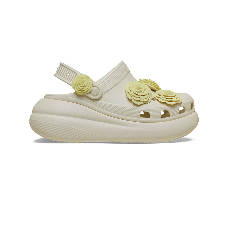 卡骆驰(CROCS)经典泡芙叠影玫瑰洞洞鞋户外厚底花园鞋沙滩鞋女鞋凉鞋|214028 极白色-2MD 36 /37(220mm)