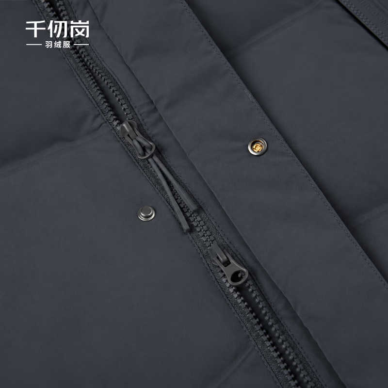 千仞岗秋冬季羽绒服男士长款立领连帽休闲百搭保暖防寒服商务通勤外套 暗影灰 4XL (190)
