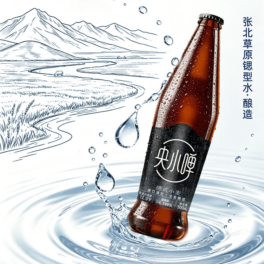 央小啤12P 德式小麦全麦精酿啤酒 锶型水进口麦芽28天慢发酵整箱送礼 500ml 12瓶 礼盒装