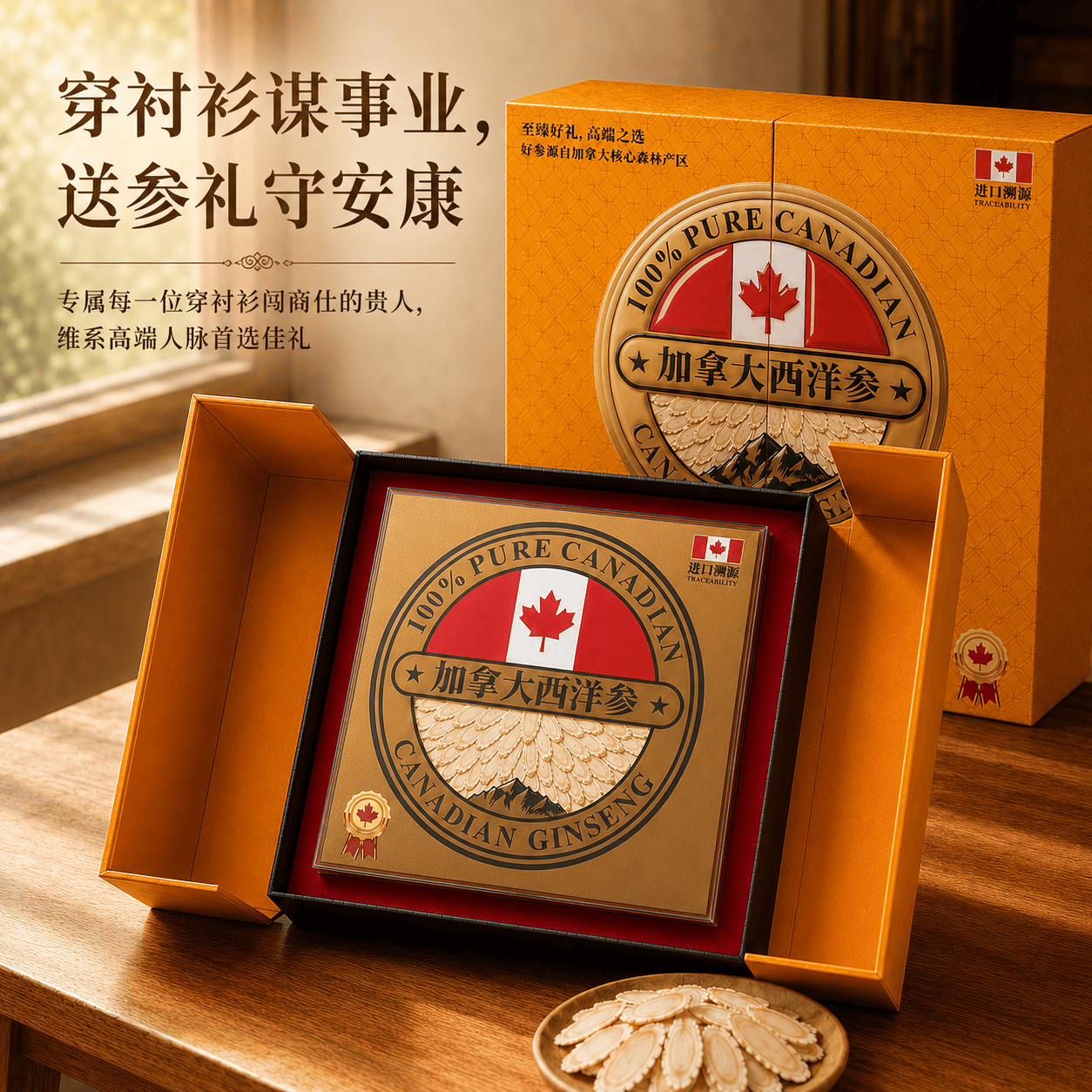 波迪兰【商务赠礼甄选】高端加拿大西洋参原产切片花旗参温补滋养礼盒装 100g*1盒 【送同事朋友推荐】 【原产地:加拿大】西洋参