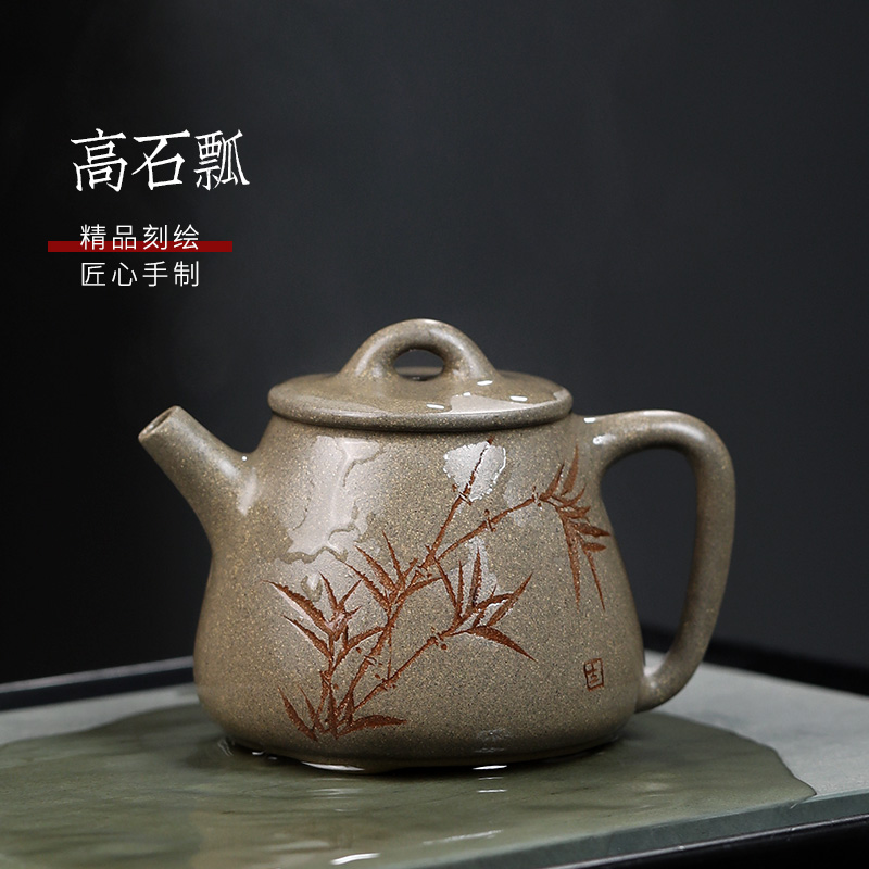 蟹壳青紫砂壶 宜兴紫砂壶纯全手工原矿青段蟹壳青纯全手工泡茶壶家用