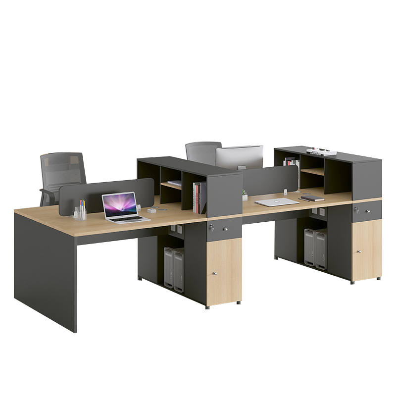 百媛职员办公桌简约现代双人四4/6人位卡座公司员工位办公室桌椅组合原木色电脑桌 【木灰色】2人位